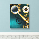 Vergrootglas in Steampunk stijl Canvas Afdruk (Insitu (Houten vloer))