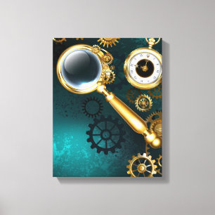 Vergrootglas in Steampunk stijl Canvas Afdruk