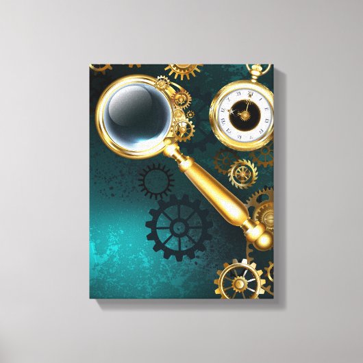 Vergrootglas in Steampunk stijl Canvas Afdruk (Voorkant)