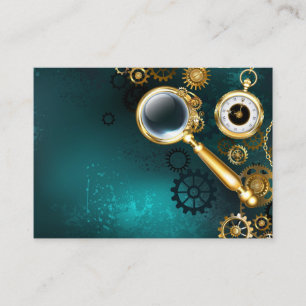 Vergrootglas in Steampunk stijl Contactkaartje