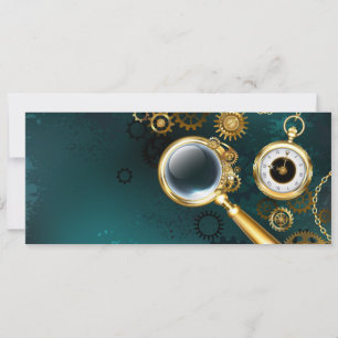 Vergrootglas in Steampunk stijl Feestdagenkaart