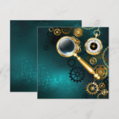 Vergrootglas in Steampunk-stijl Feestdagenkaart (Voorkant / Achterkant)