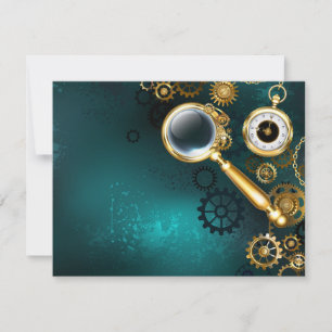 Vergrootglas in Steampunk stijl Feestdagenkaart
