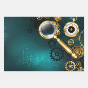 Vergrootglas in Steampunk stijl Inpakpapier Vel