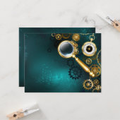 Vergrootglas in Steampunk-stijl Kaart (Voorkant / Achterkant in situ)
