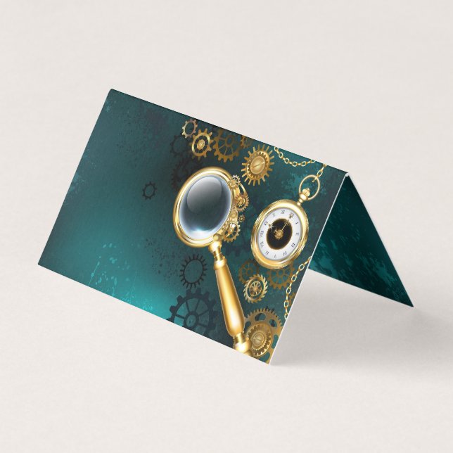 Vergrootglas in Steampunk-stijl Kaart (Voorkant)