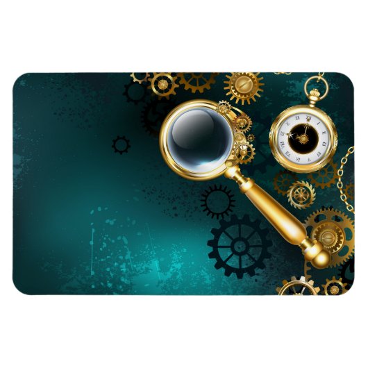 Vergrootglas in Steampunk-stijl Magneet (Horizontaal)
