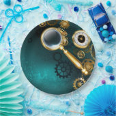 Vergrootglas in Steampunk-stijl Papieren Bordje (Feest)