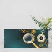 Vergrootglas in Steampunk-stijl Save The Date (Staand voorkant)