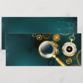 Vergrootglas in Steampunk-stijl Save The Date (Voorkant / Achterkant)