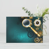 Vergrootglas in Steampunk-stijl Save The Date (Staand voorkant)
