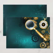 Vergrootglas in Steampunk-stijl Save The Date (Voorkant / Achterkant)