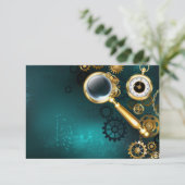 Vergrootglas in Steampunk stijl Save The Date (Staand voorkant)