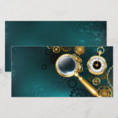 Vergrootglas in Steampunk stijl Save The Date (Voorkant / Achterkant)