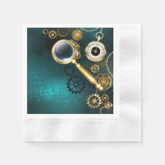 Vergrootglas in Steampunk stijl Servet (Voorkant)