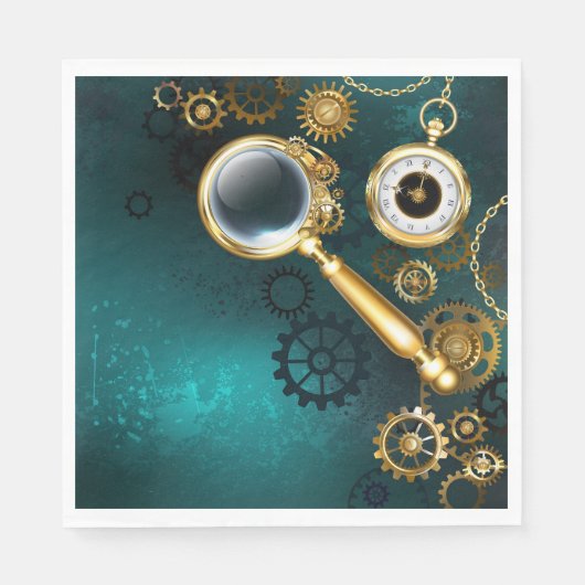 Vergrootglas in Steampunk-stijl Servet (Voorkant)