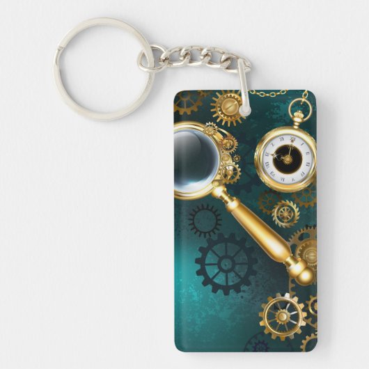 Vergrootglas in Steampunk-stijl Sleutelhanger (Voorkant)