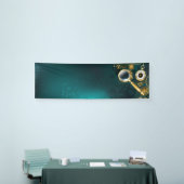 Vergrootglas in Steampunk stijl Spandoek (Beurs)
