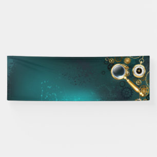 Vergrootglas in Steampunk stijl Spandoek