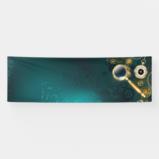 Vergrootglas in Steampunk stijl Spandoek (Horizontaal)
