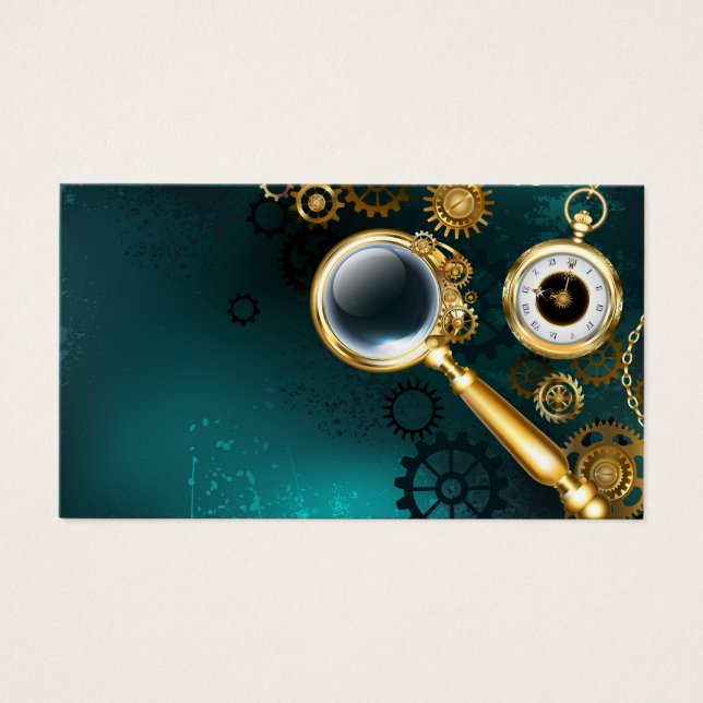Vergrootglas in Steampunk-stijl Visitekaartje (Voorkant)