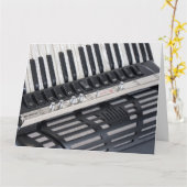 Vergrote Accordeonspeler Accordeonist Verjaardag Kaart (Gele Bloem)