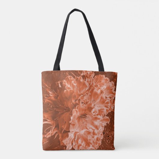 Vergrote bloem met lichte opluchting, bruine zalm tote bag (Achterkant)