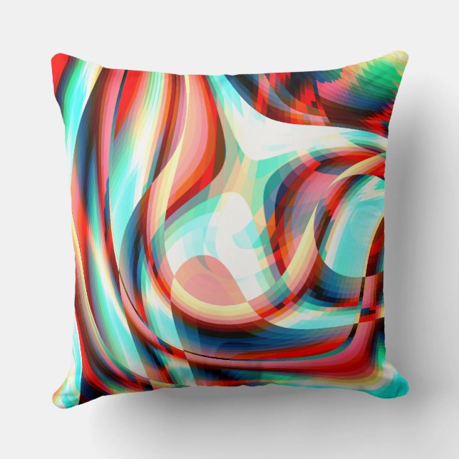 Vergrote gekromde rode strepen, overtoegevoegde st kussen (Achterkant)