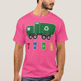 Vergroten van afval Vrachtwagen Verkleurde blikken T-shirt