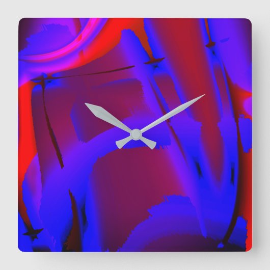 Vergroting digitale verf met blauwdruk op wijn vierkante klok (Voorkant)