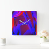 Vergroting digitale verf met blauwdruk op wijn vierkante klok (Huis)