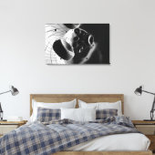 Vergroting van de bloedcellen in zwart-wit canvas afdruk (Insitu (Slaapkamer))