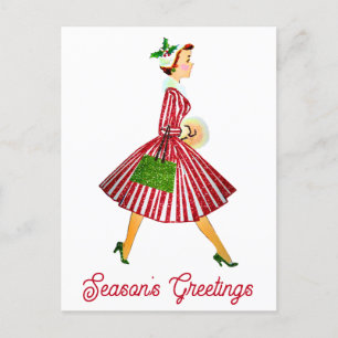 Vergroting van Elegant Vintage-kerstgasten Briefkaart