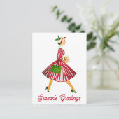 Vergroting van Elegant Vintage-kerstgasten Briefkaart (Staand voorkant)