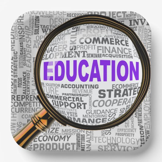 Vergroting van het onderwijs papieren bordje (Voorkant)