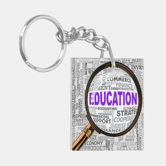 Vergroting van het onderwijs sleutelhanger (Voorkant Links)