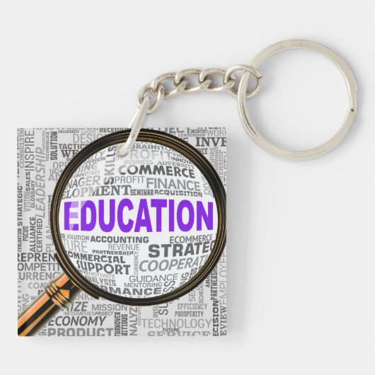 Vergroting van het onderwijs sleutelhanger (Achterkant)