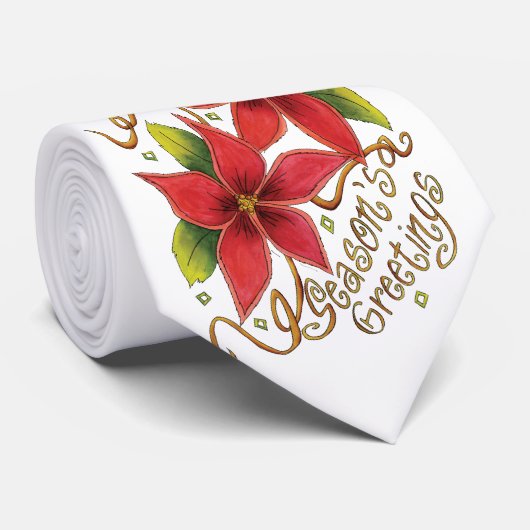 Vergroting van het seizoen Poinsettias Stropdas (Opgerold)