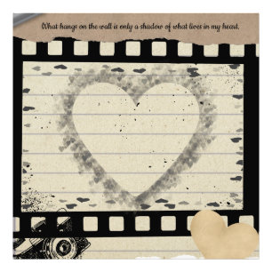Vergroting van vintage filmhartcollage foto afdruk