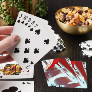 Vergroting van witachtige naar rode gecropeerde di pokerkaarten