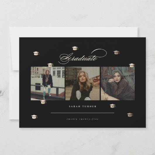 verguld Afstuderen | Elegant Afstuderen uitnodigin Kaart (Voorkant)