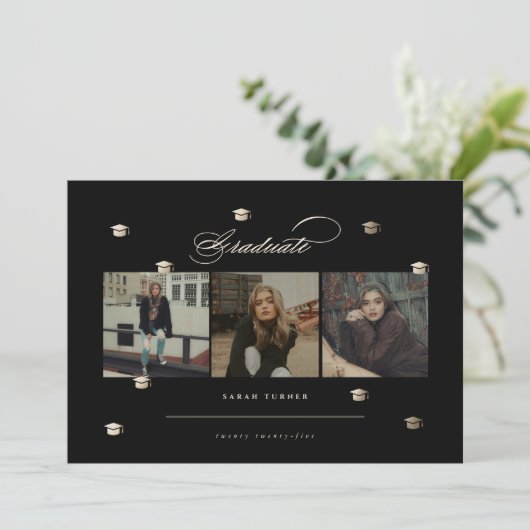 verguld Afstuderen | Elegant Afstuderen uitnodigin Kaart (Staand voorkant)