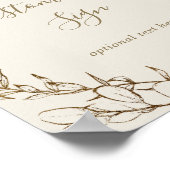Verguld Bloem Cream & Gouden Krans Eigen Tekst Bor Poster (Hoek)