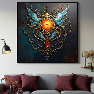 Verguld Drakenhart Canvas Afdruk