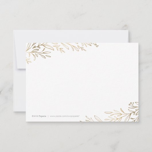 Verguld goud bordeauxrood botanische dank u bedankkaart (Achterkant)