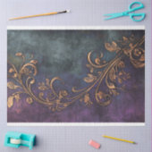 Verguld goud nouveau, & donker paarse & Blauwe pat Tissuepapier (Craft)