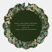 Verguld groen | Getrouwd en Vrolijk Foto Ornament Kaart (Achterkant)