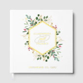 Verguld groen op wit | Kerst bruiloft goud Gastenboek (Voorkant)