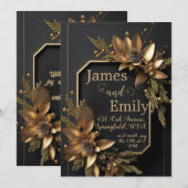 Verguld groen op zwart | Huwelijksuitnodiging Feestdagenkaart (Voorkant / Achterkant)