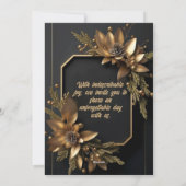 Verguld groen op zwart | Huwelijksuitnodiging Feestdagenkaart (Achterkant)